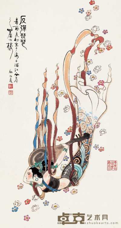 顾炳鑫 1981年作 反弹琵琶 立轴 95×59cm